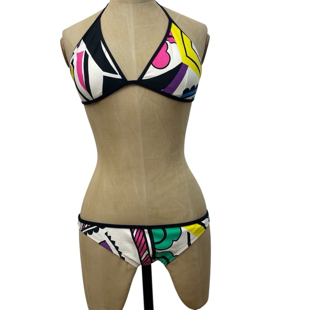 Y2K Triangle Bikini Rampage Set Med Top Low Rise Abstract 2000s Club Barbie Pool